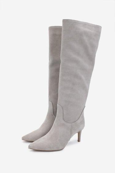  Valmenti Kadın Bej Süet Topuklu Çizme