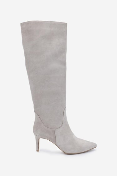 Valmenti Kadın Bej Süet Topuklu Çizme