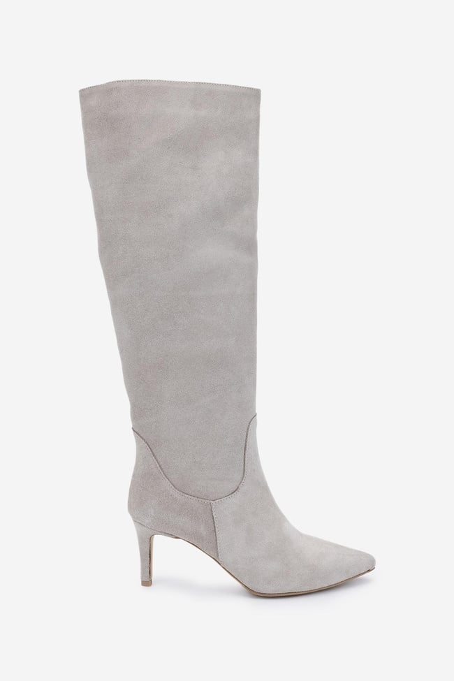  Valmenti Kadın Bej Süet Topuklu Çizme