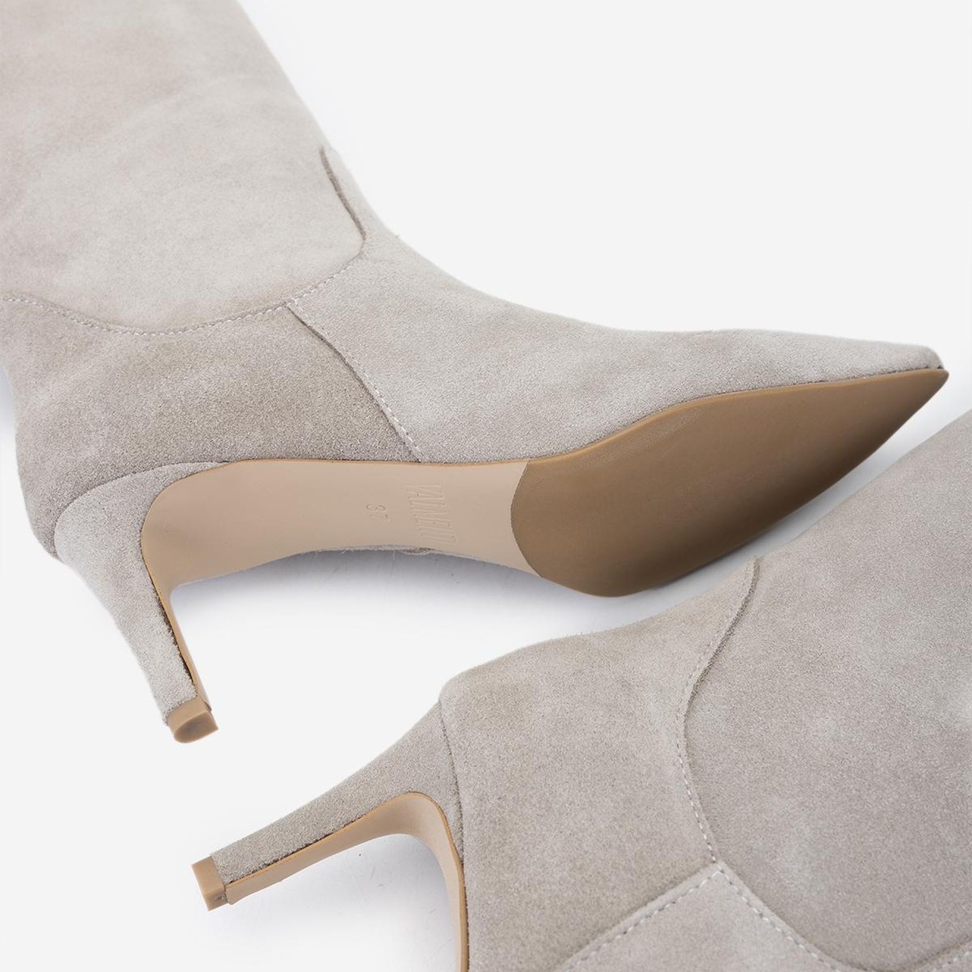 Valmenti Kadın Bej Süet Topuklu Çizme