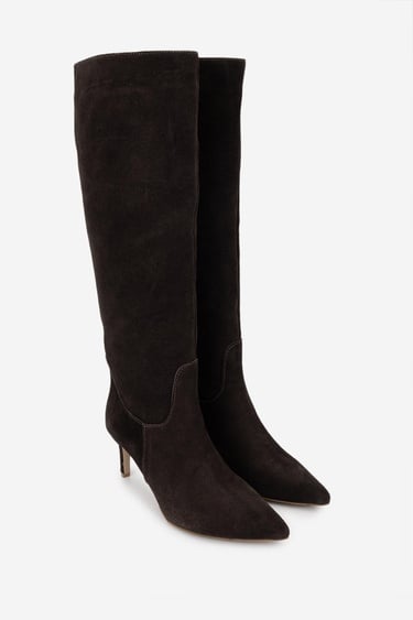  Valmenti Kadın Kahverengi Süet Topuklu Çizme