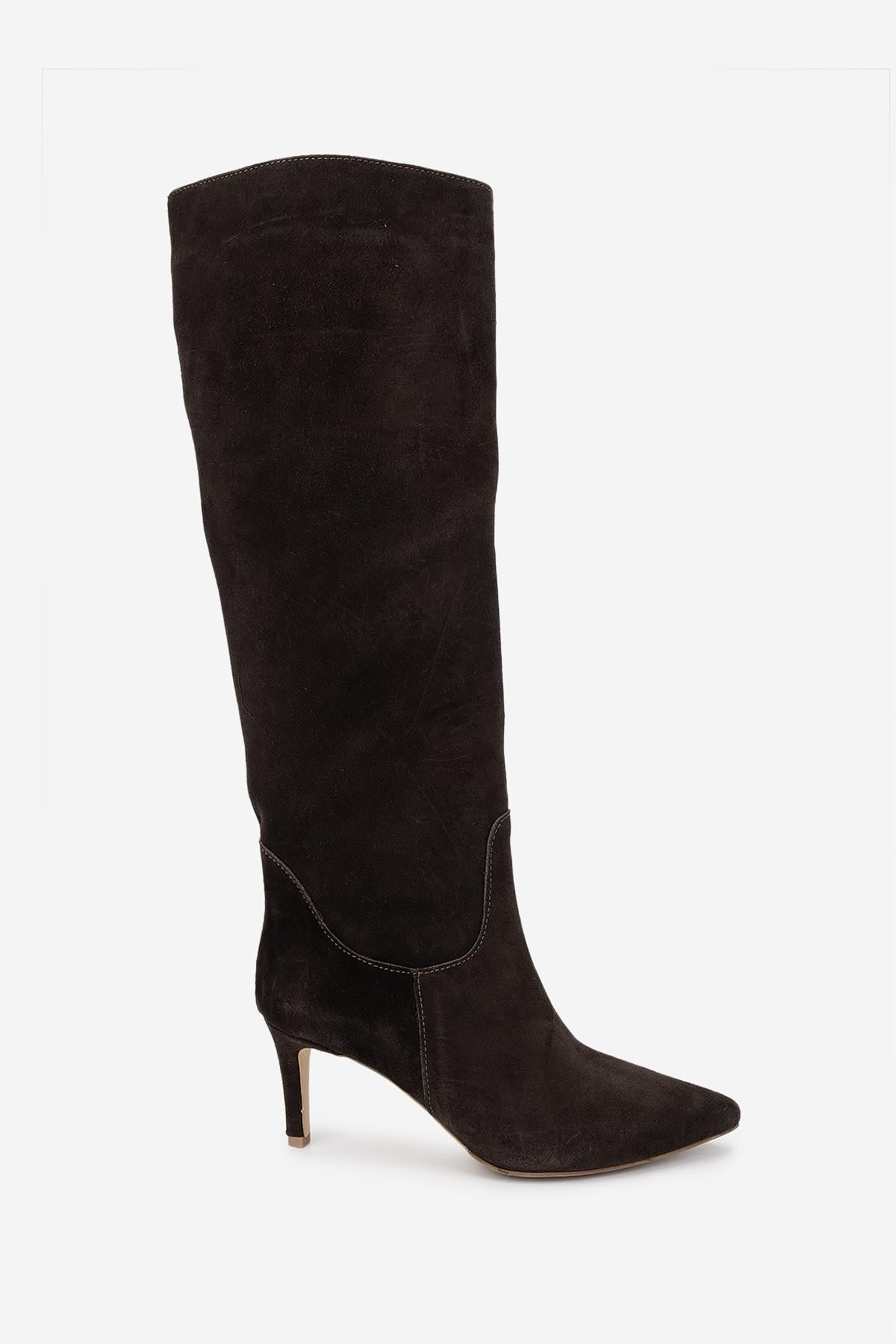  Valmenti Kadın Kahverengi Süet Topuklu Çizme