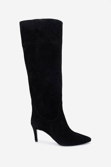  Valmenti Kadın . Siyah Süet Topuklu Çizme