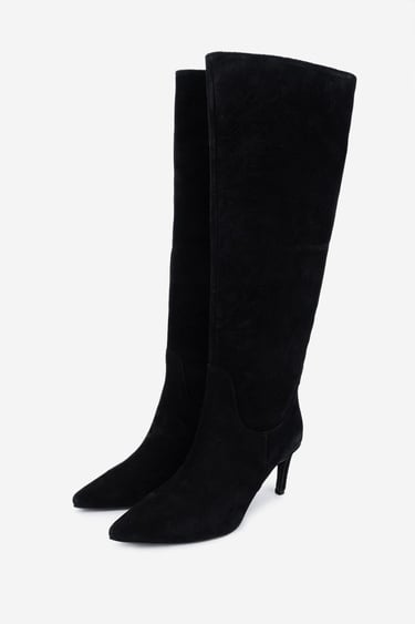  Valmenti Kadın . Siyah Süet Topuklu Çizme
