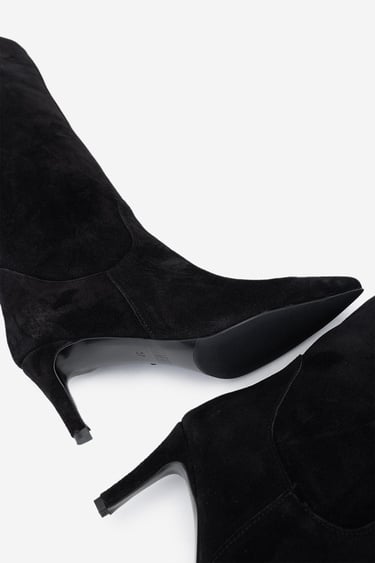  Valmenti Kadın . Siyah Süet Topuklu Çizme