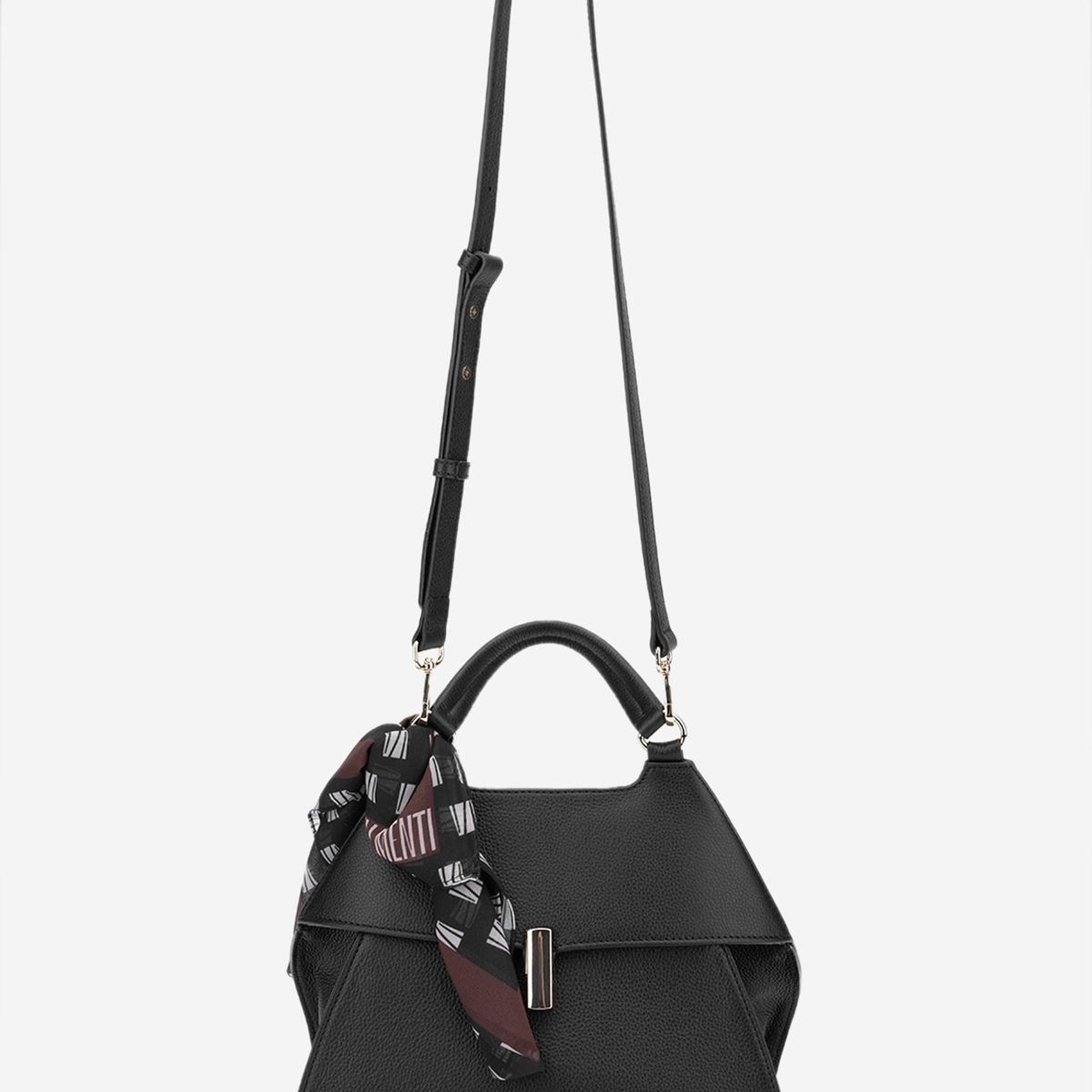 Valmenti Azra Kadın Siyah Floter Hakiki Deri Kol Çantası