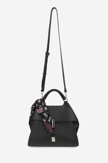  Valmenti Azra Kadın Siyah Floter Hakiki Deri Kol Çantası