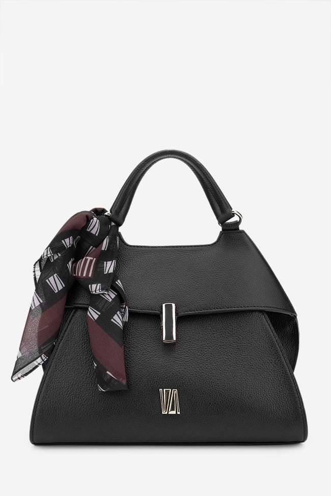  Valmenti Azra Kadın Siyah Floter Hakiki Deri Kol Çantası