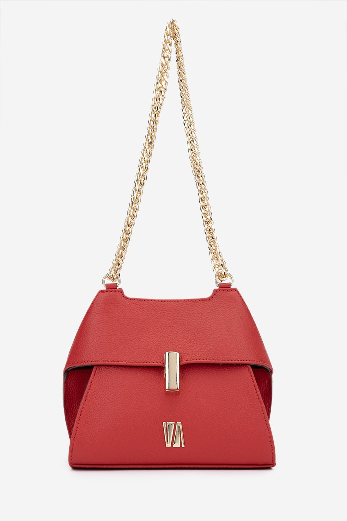  Valmenti Samsa Kadın Kırmızı Floter Hakiki Deri Omuz Çanta