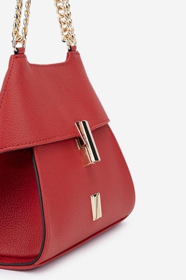  Valmenti Samsa Kadın Kırmızı Floter Hakiki Deri Omuz Çanta