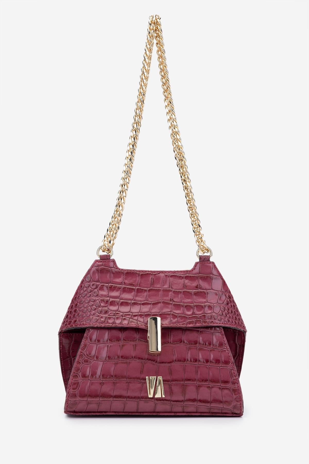  Valmenti Samsa Kadın Fuşya Hakiki Deri Omuz Çanta