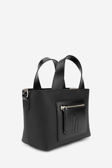  Valmenti Zumba Kadın Siyah/Siyah Hakiki Deri El Çantası