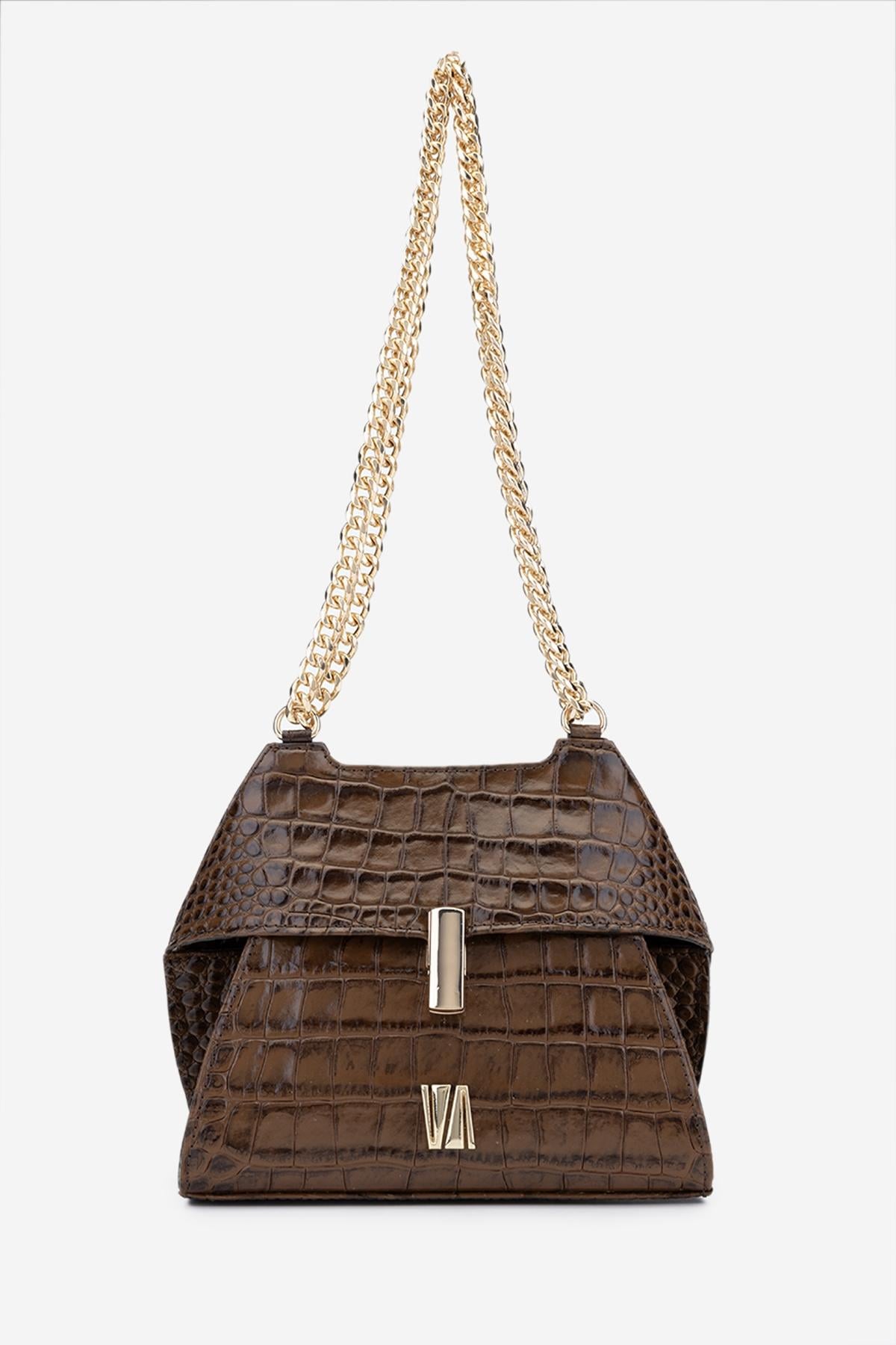  Valmenti Samsa Kadın Kahverengi Hakiki Deri Omuz Çanta