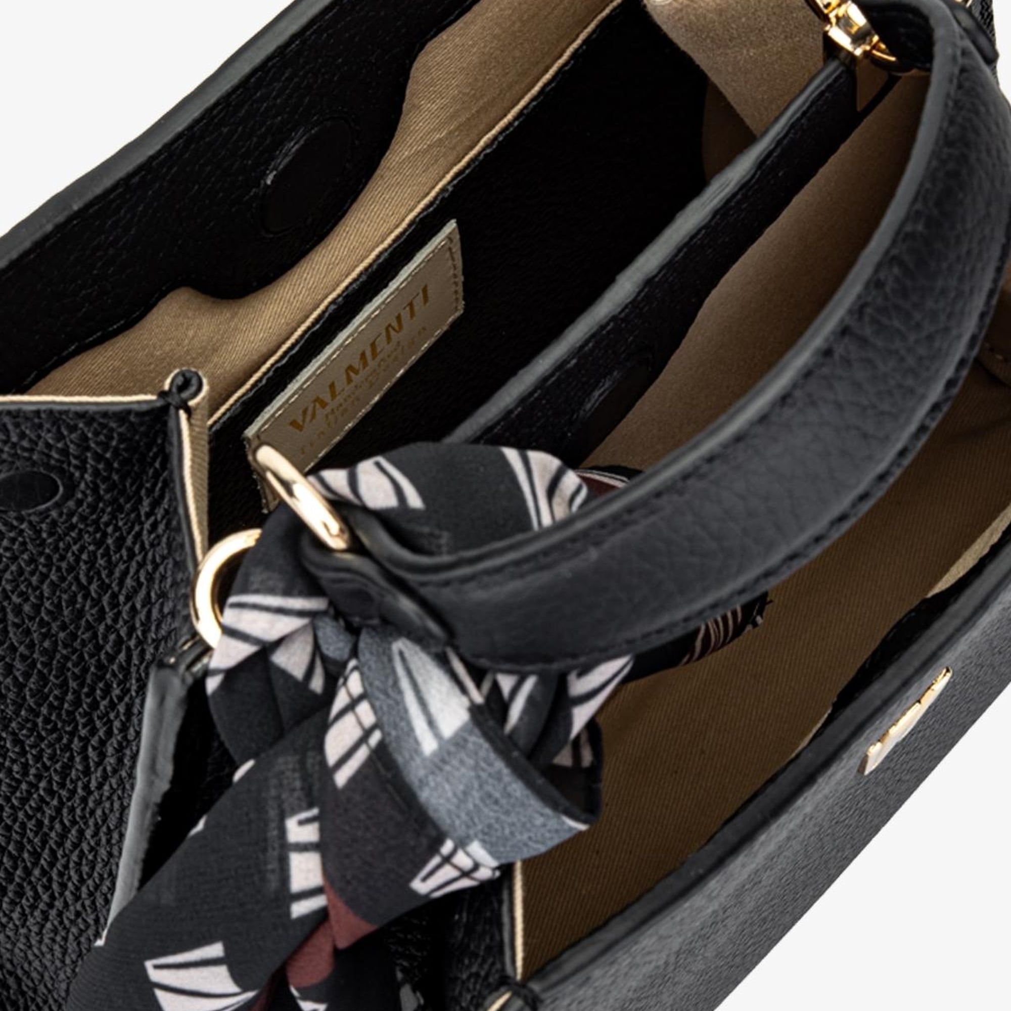 Valmenti Square Kadın Siyah Floter Hakiki Deri El Çantası