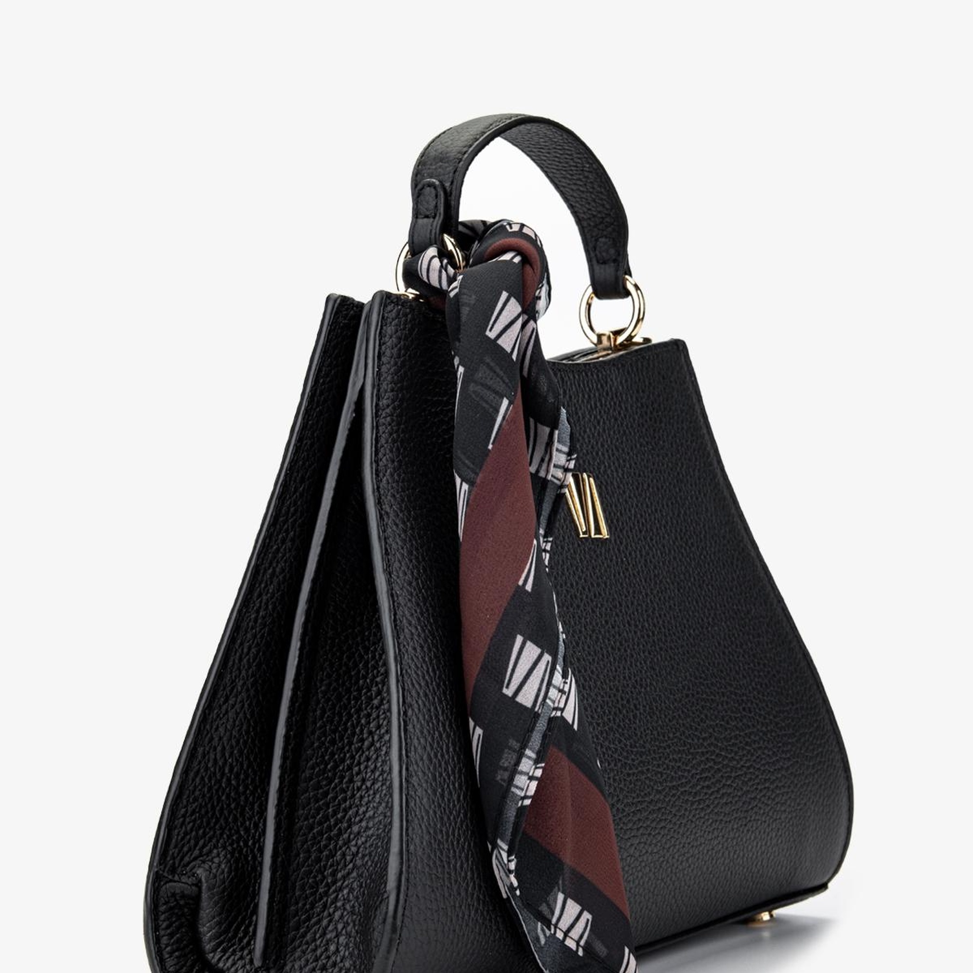 Valmenti Square Kadın Siyah Floter Hakiki Deri El Çantası