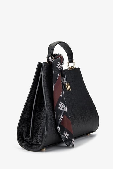  Valmenti Square Kadın Siyah Floter Hakiki Deri El Çantası