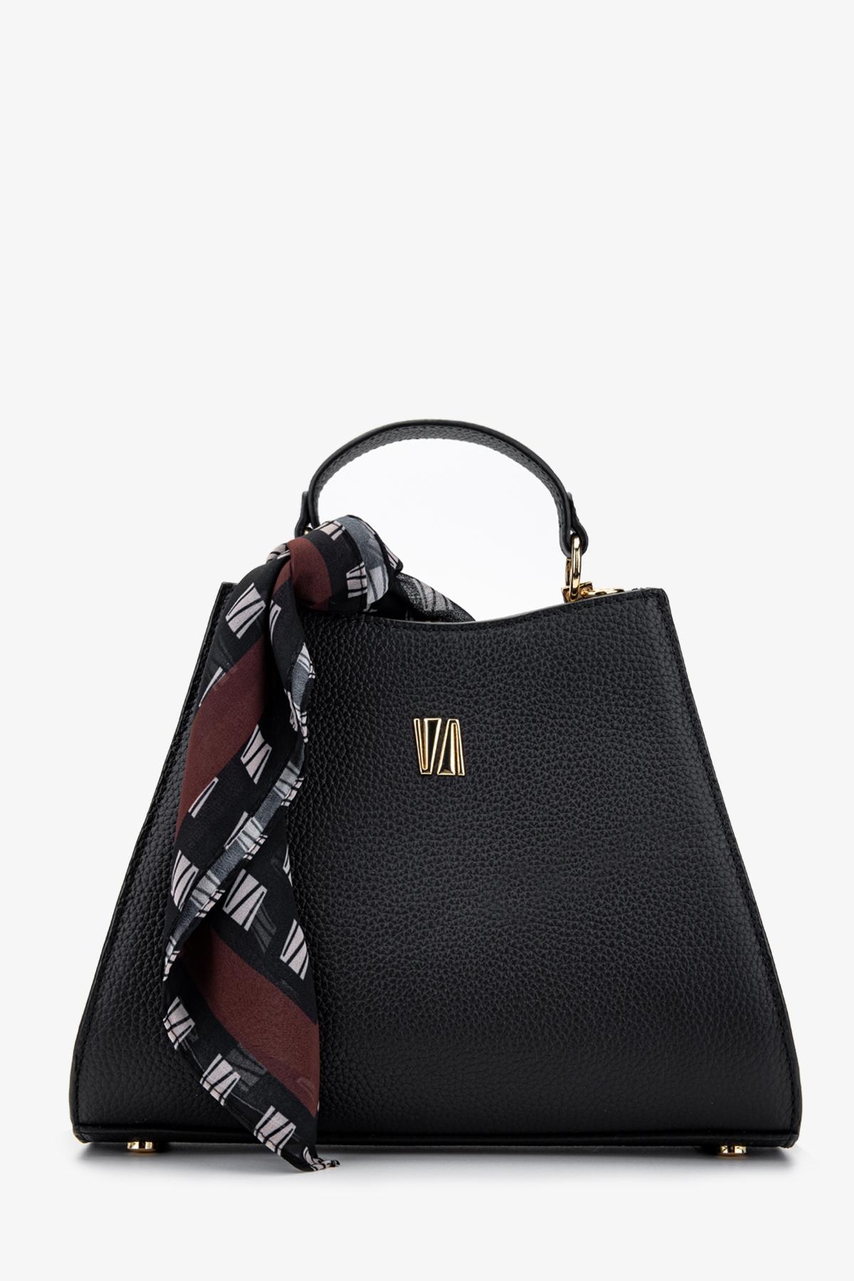  Valmenti Square Kadın Siyah Floter Hakiki Deri El Çantası
