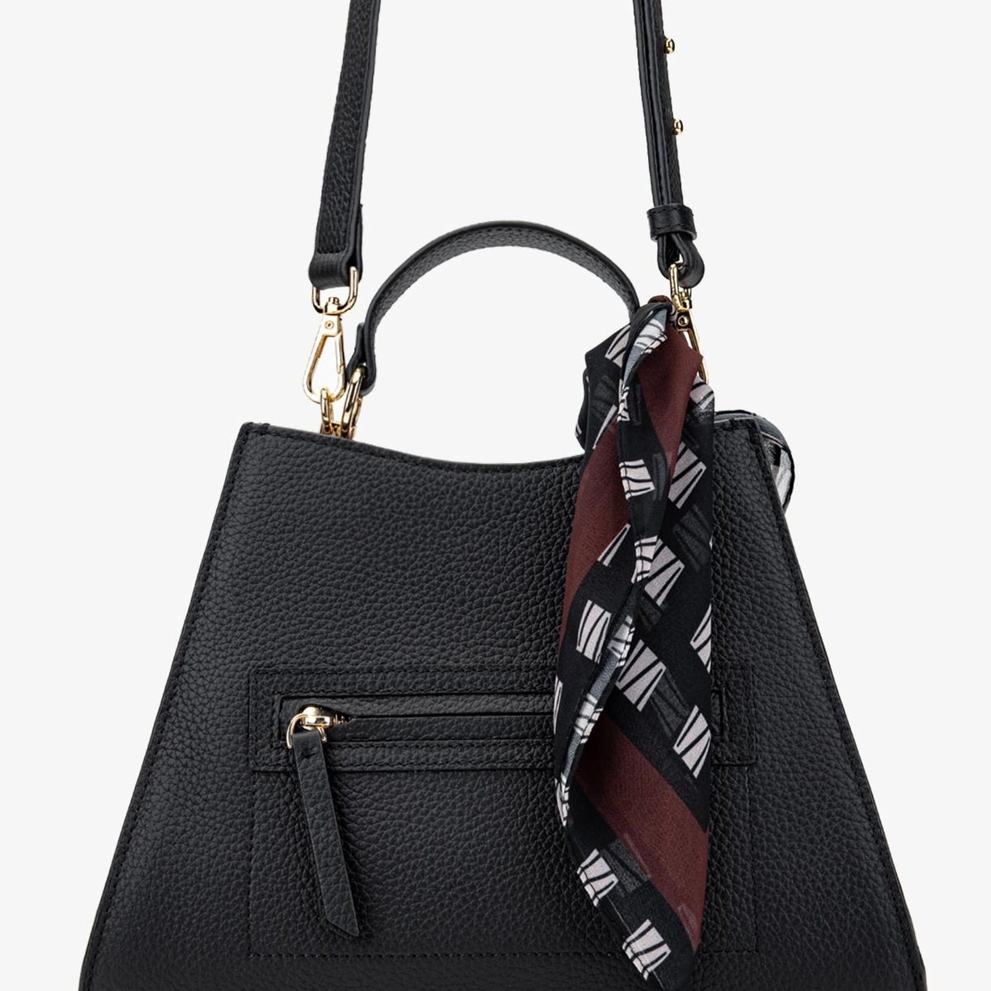 Valmenti Square Kadın Siyah Floter Hakiki Deri El Çantası