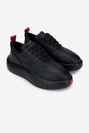  Valmenti Erkek Hakiki Deri Siyah Sneakers & Spor Ayakkabı