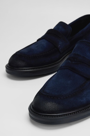  Valmenti Altair Erkek Lacivert Süet Hakiki Deri Loafer Ayakkabı