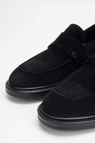  Valmenti Altair Erkek Siyah Süet Hakiki Deri Loafer Ayakkabı