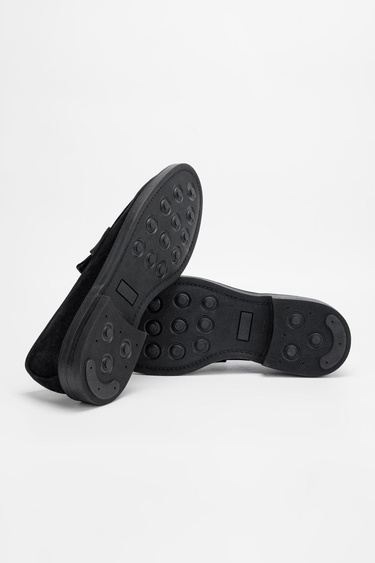  Valmenti Altair Erkek Siyah Süet Hakiki Deri Loafer Ayakkabı