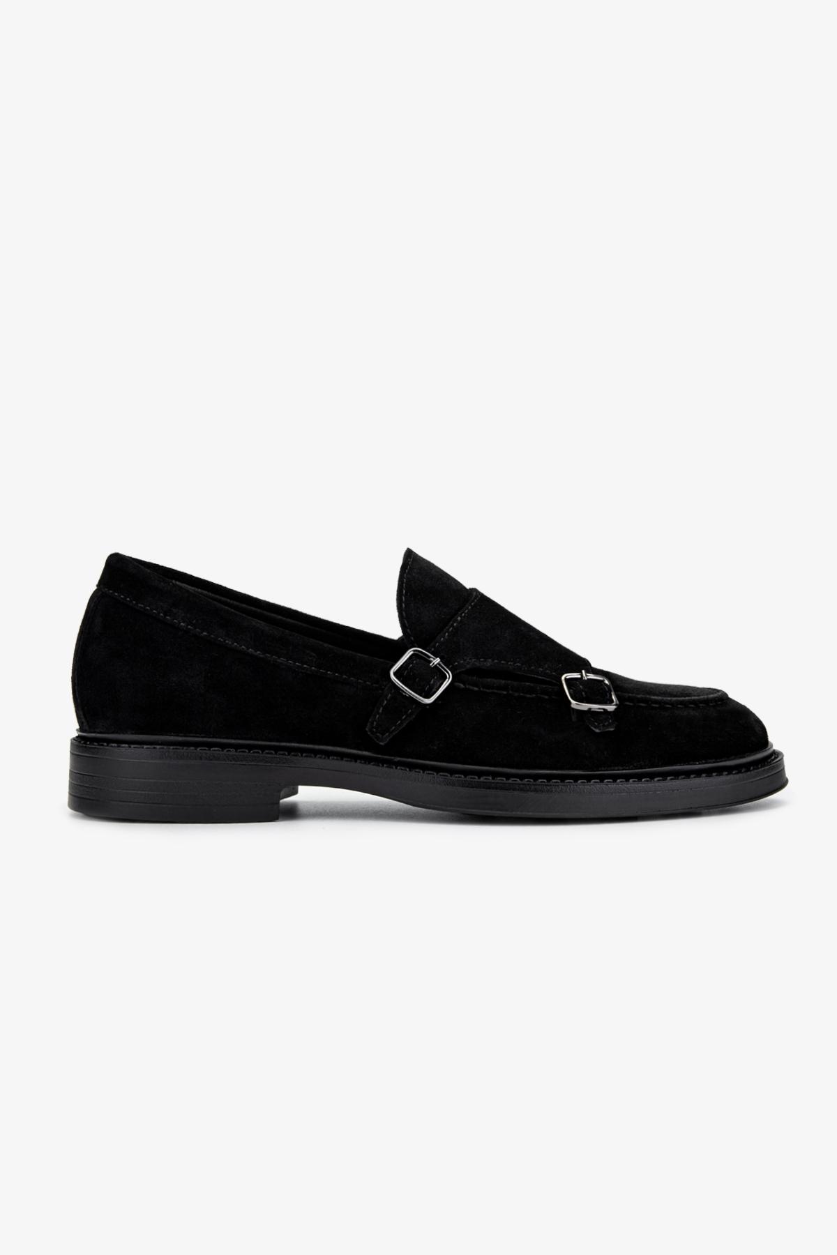  Valmenti Erkek Hakiki Deri Siyah Süet Casual Ayakkabı