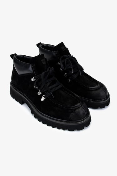  Valmenti Erkek Süet Deri Siyah Süet Bot Ayakkabı