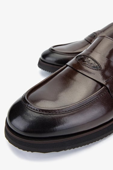  Valmenti Erkek Hakiki Deri Kahverengi Loafer Ayakkabı