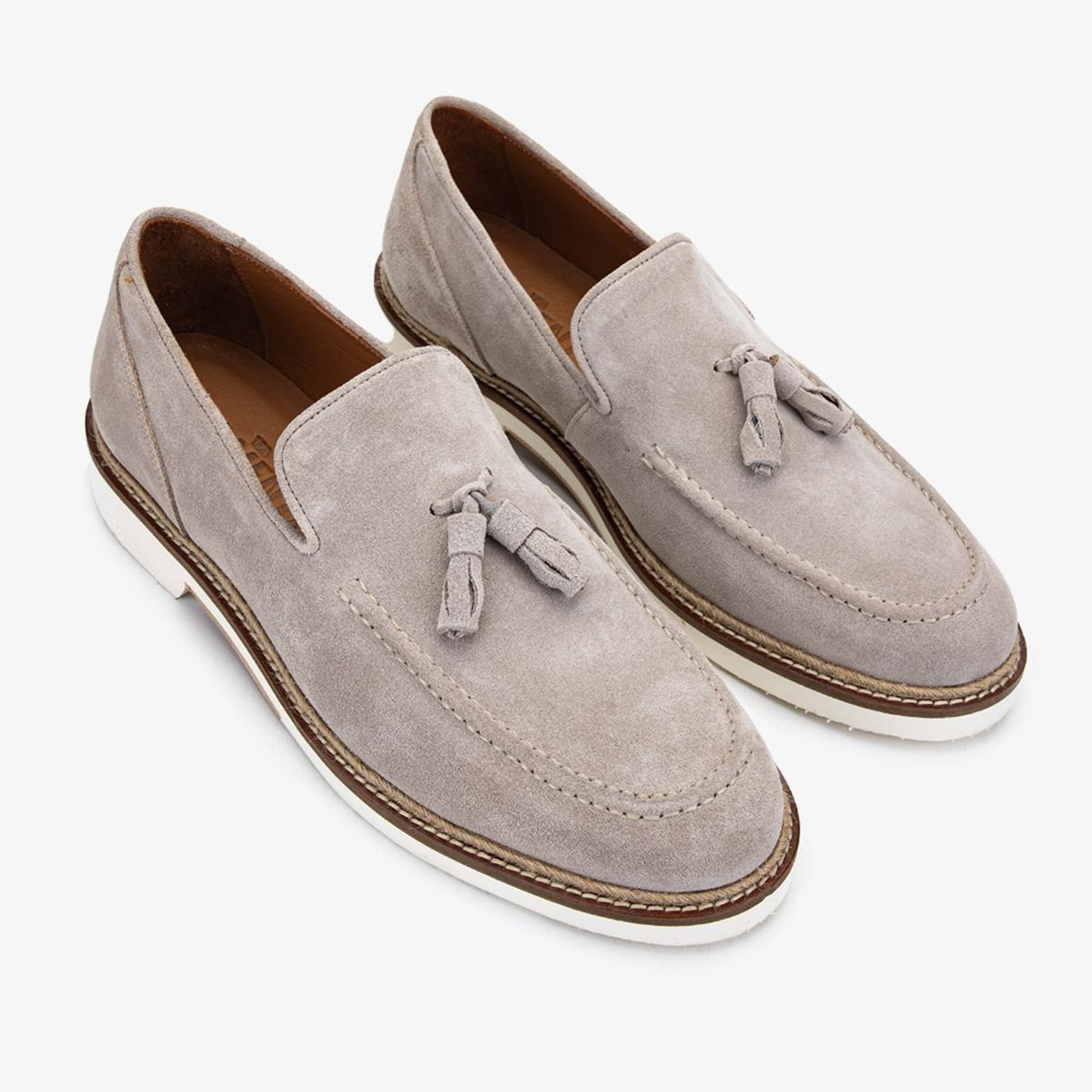 Valmenti Hint Erkek Bej Süet Hakiki Deri Loafer Ayakkabı