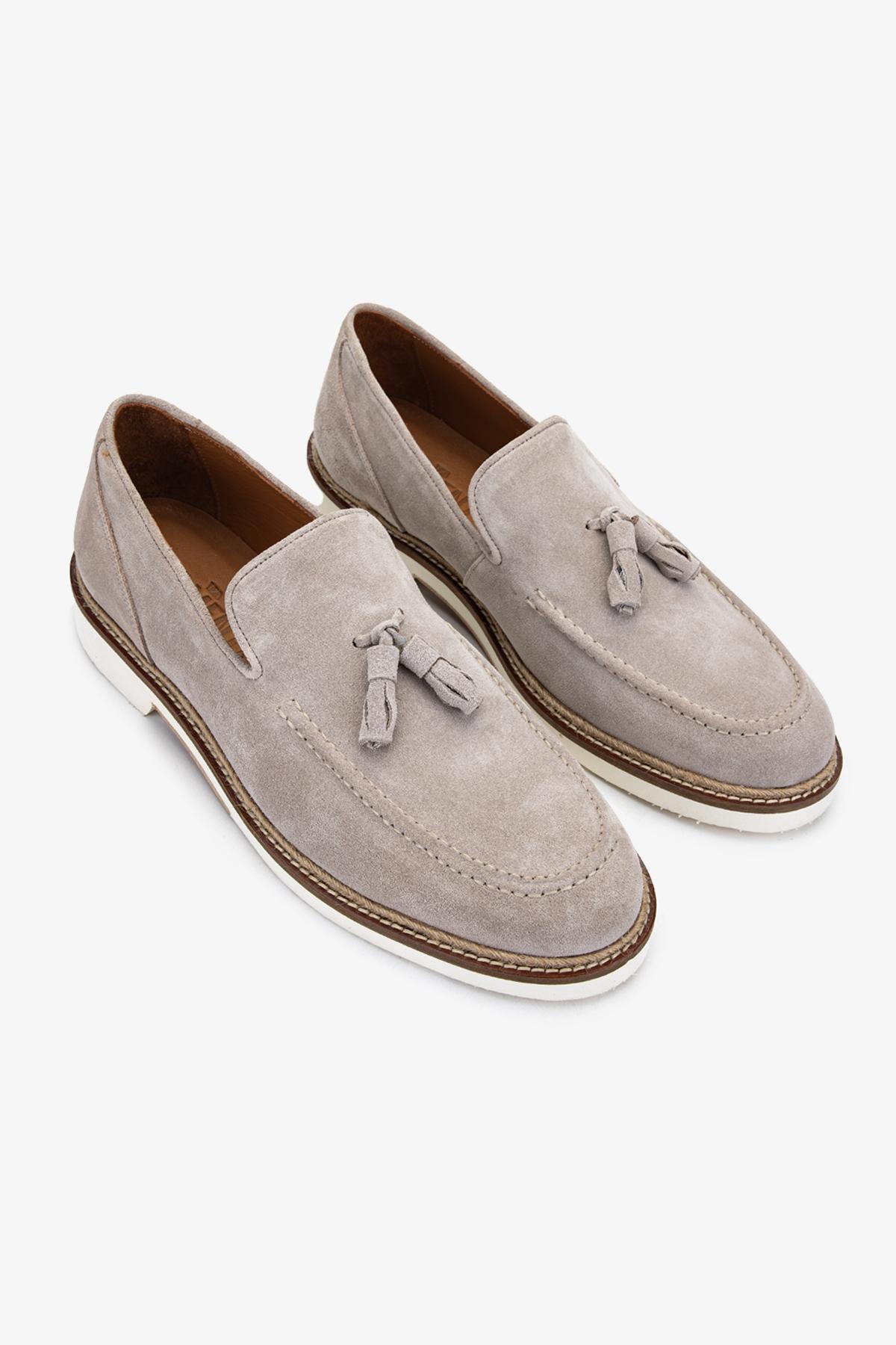  Valmenti Hint Erkek Bej Süet Hakiki Deri Loafer Ayakkabı