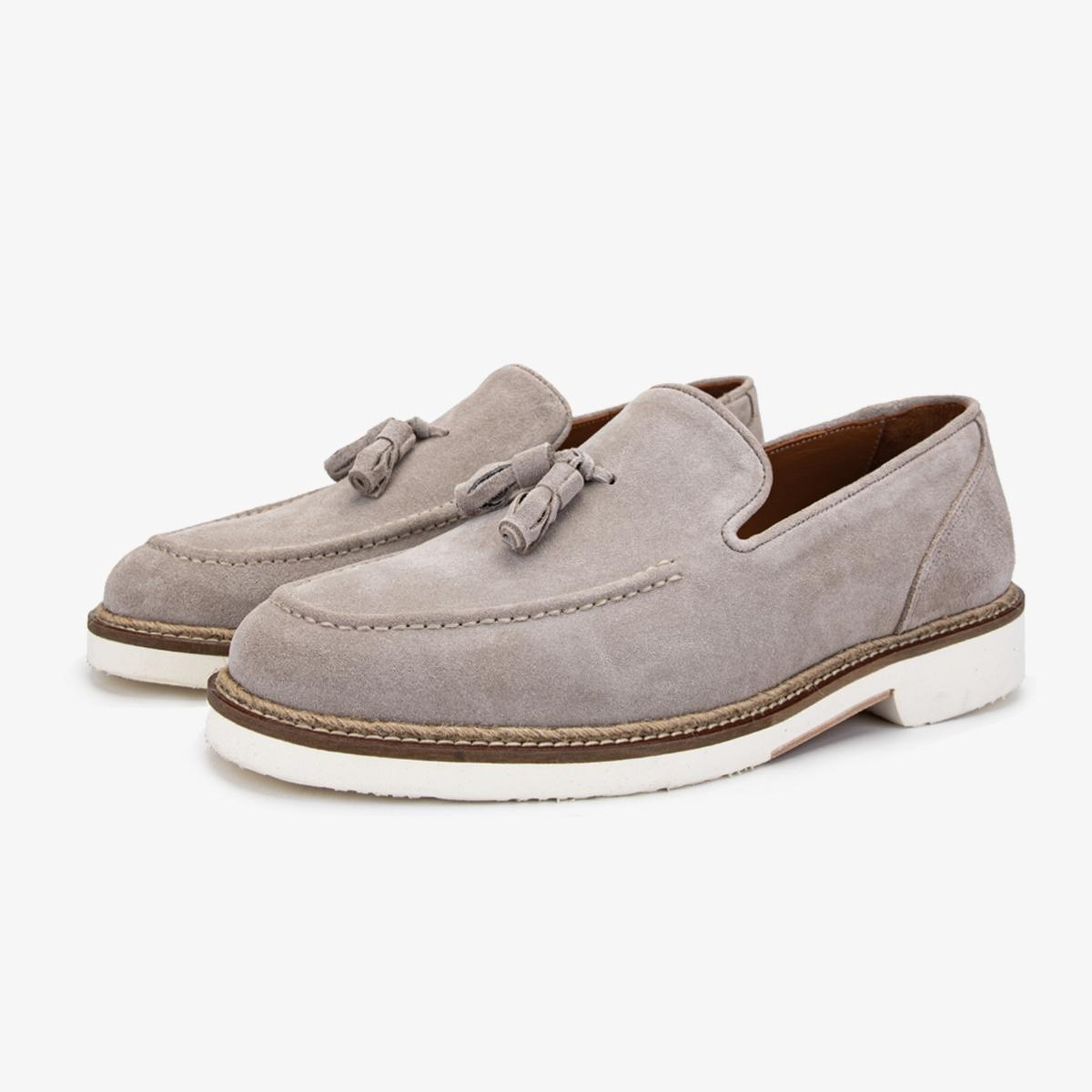 Valmenti Hint Erkek Bej Süet Hakiki Deri Loafer Ayakkabı