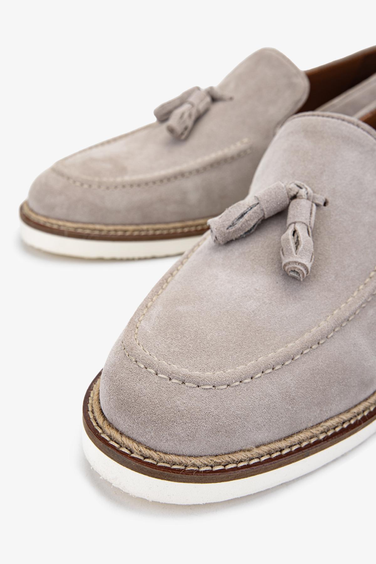  Valmenti Hint Erkek Bej Süet Hakiki Deri Loafer Ayakkabı