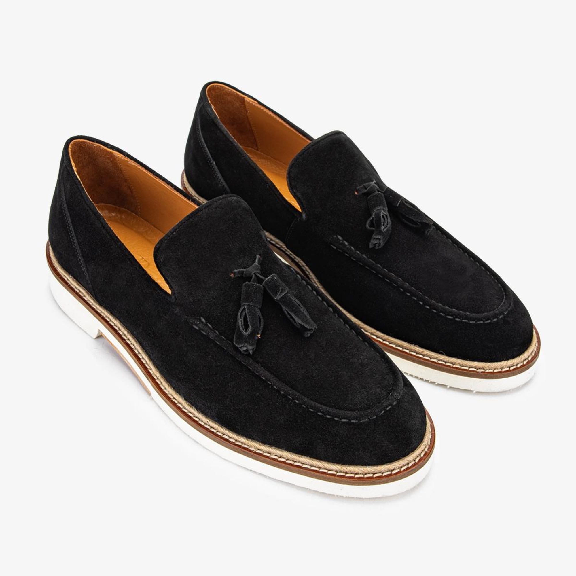 Valmenti Hint Erkek Siyah Süet Hakiki Deri Loafer Ayakkabı