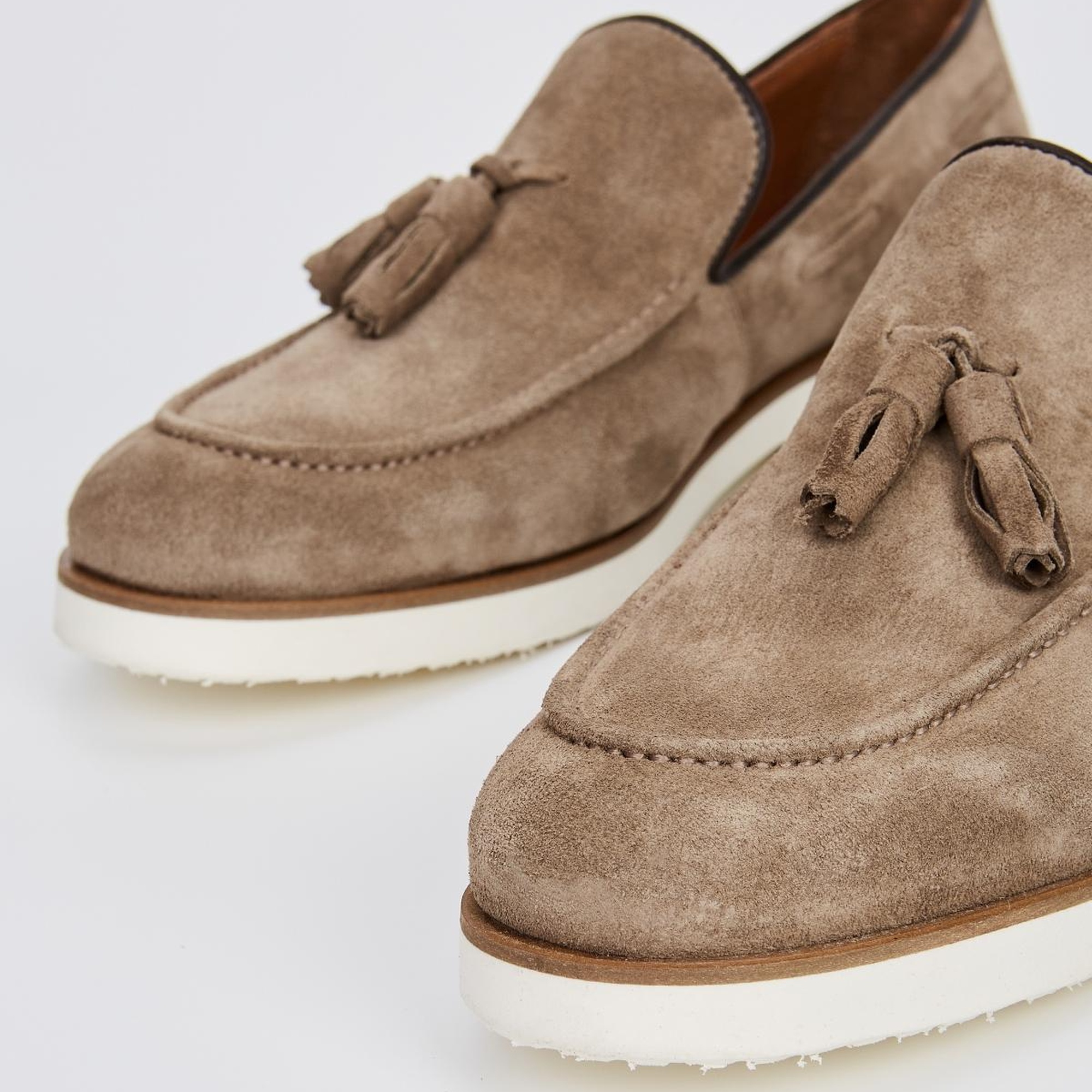 Valmenti Ottone Erkek Bej Süet Hakiki Deri Loafer Ayakkabı