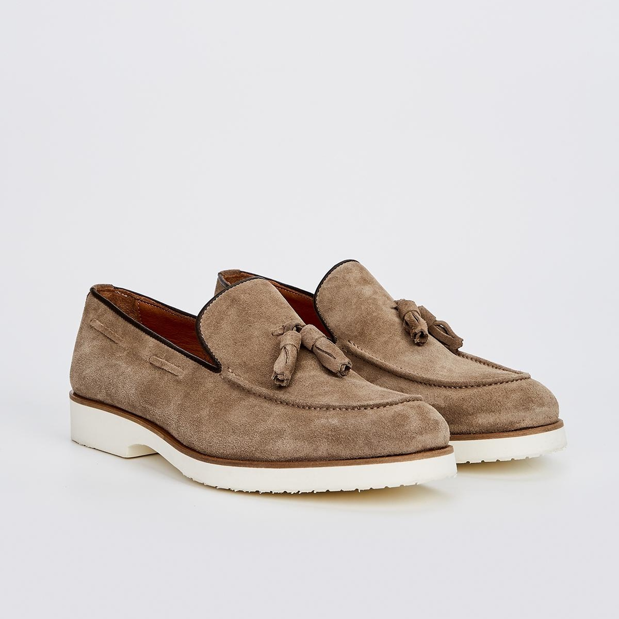 Valmenti Ottone Erkek Bej Süet Hakiki Deri Loafer Ayakkabı