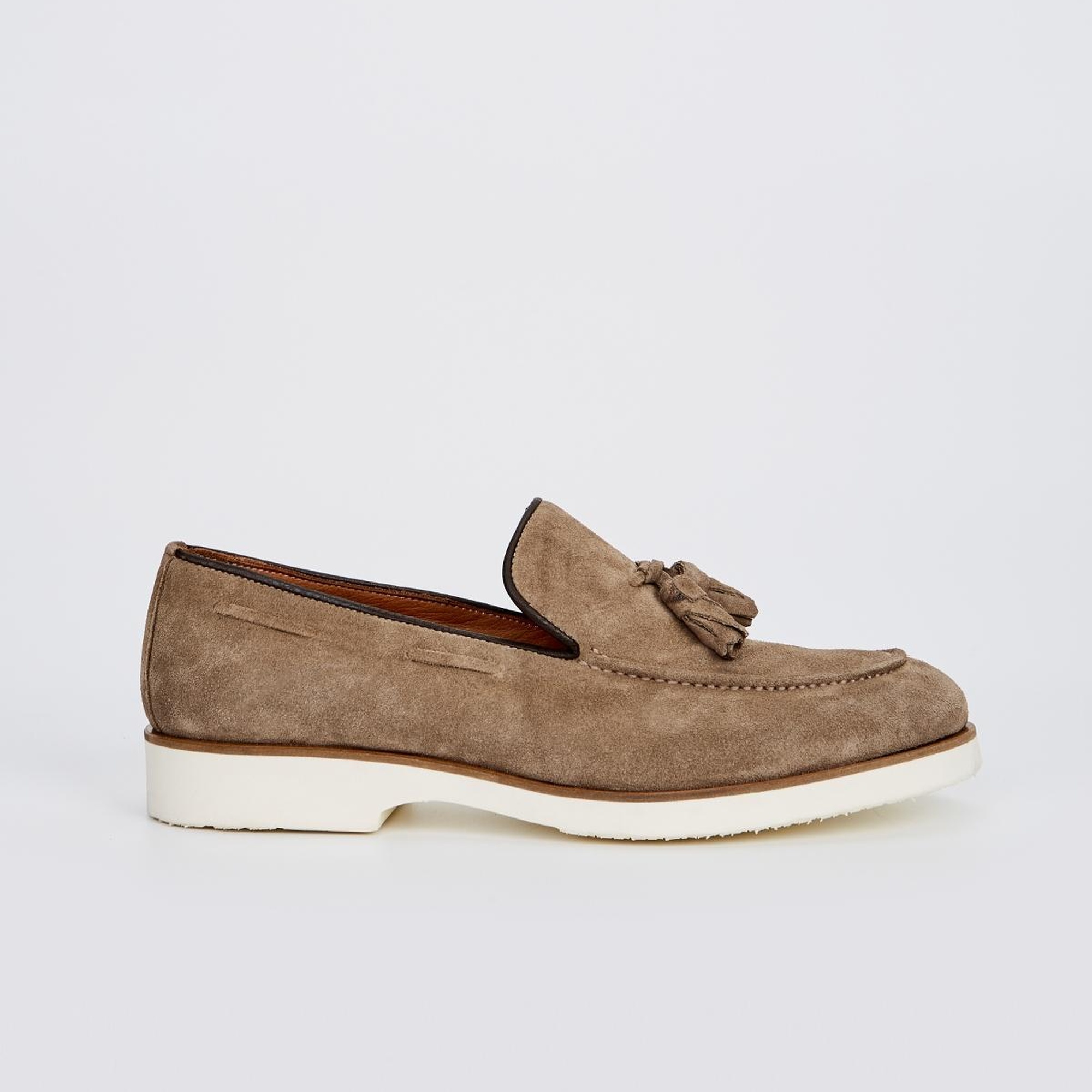 Valmenti Ottone Erkek Bej Süet Hakiki Deri Loafer Ayakkabı
