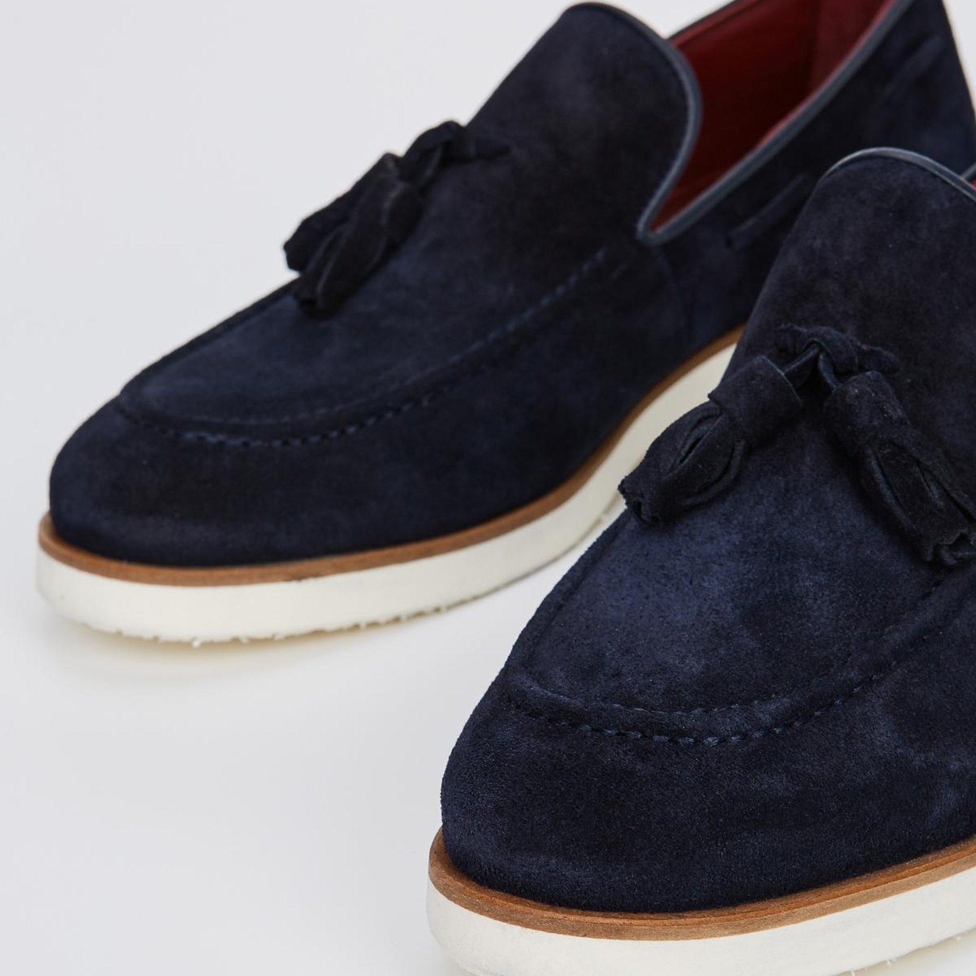 Valmenti Ottone Erkek Lacivert Süet Hakiki Deri Loafer Ayakkabı