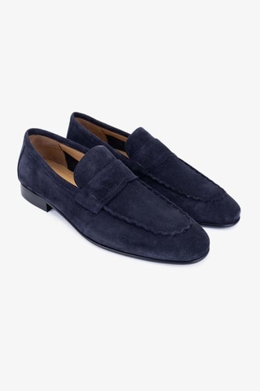  Valmenti Thonas Erkek Lacivert Süet Hakiki Deri Loafer Ayakkabı