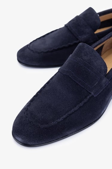  Valmenti Thonas Erkek Lacivert Süet Hakiki Deri Loafer Ayakkabı