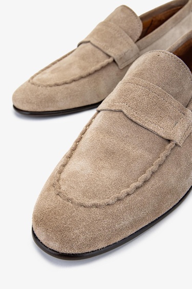  Valmenti Thonas Erkek Bej Süet Hakiki Deri Loafer Ayakkabı