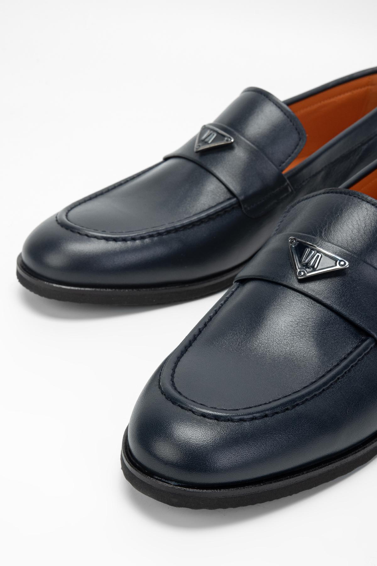 Valmenti Erkek Lacivert Hakiki Deri Casual Ayakkabı