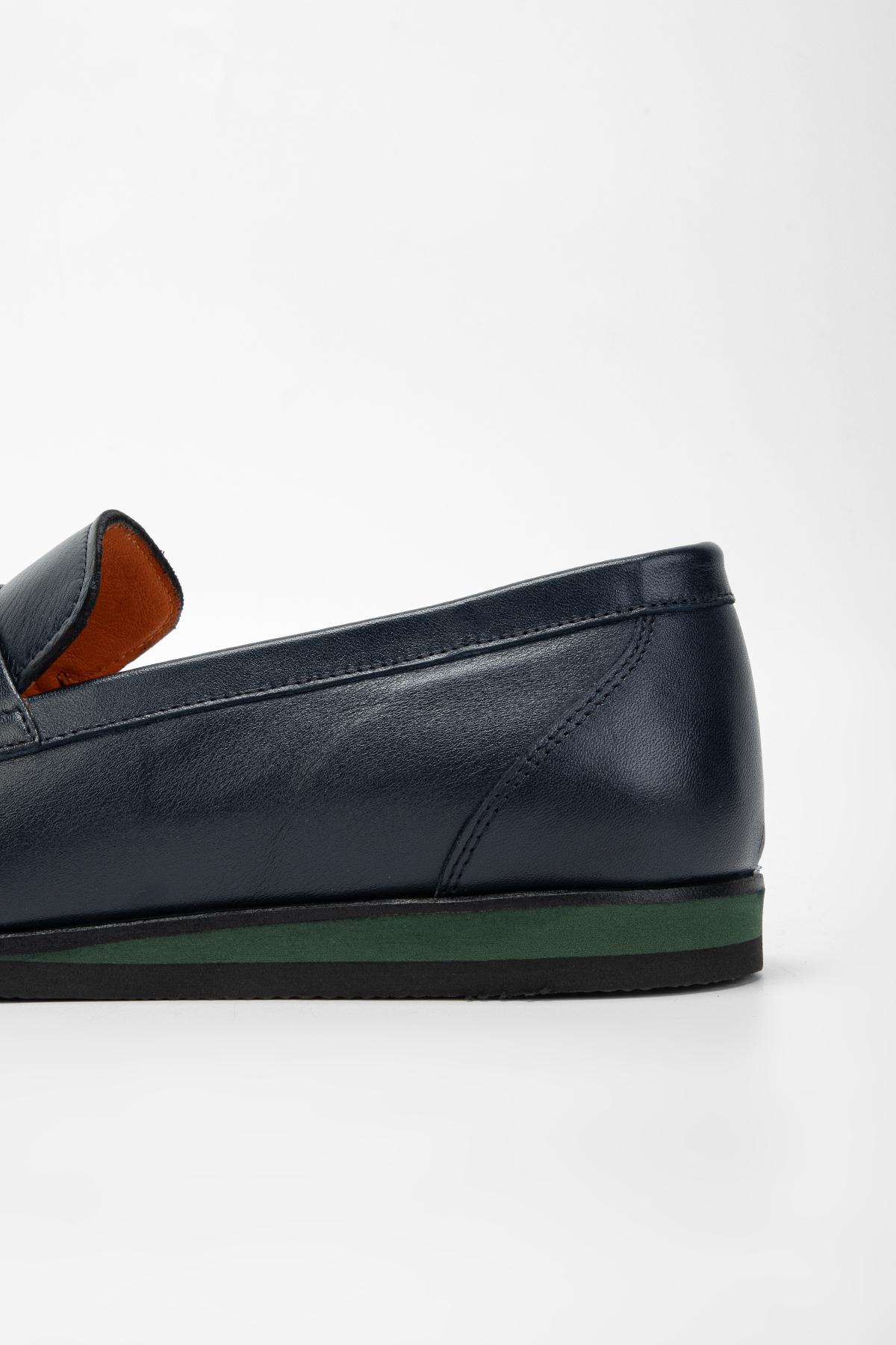 Valmenti Erkek Lacivert Hakiki Deri Casual Ayakkabı