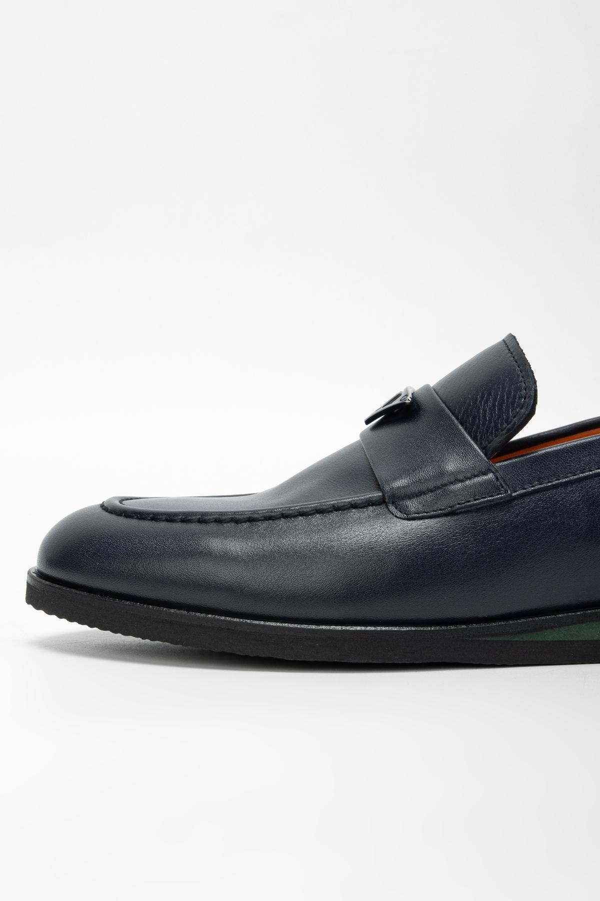 Valmenti Erkek Lacivert Hakiki Deri Casual Ayakkabı