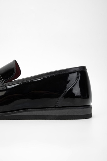  Valmenti Neva Erkek Siyah Rugan Hakiki Deri Casual Ayakkabı