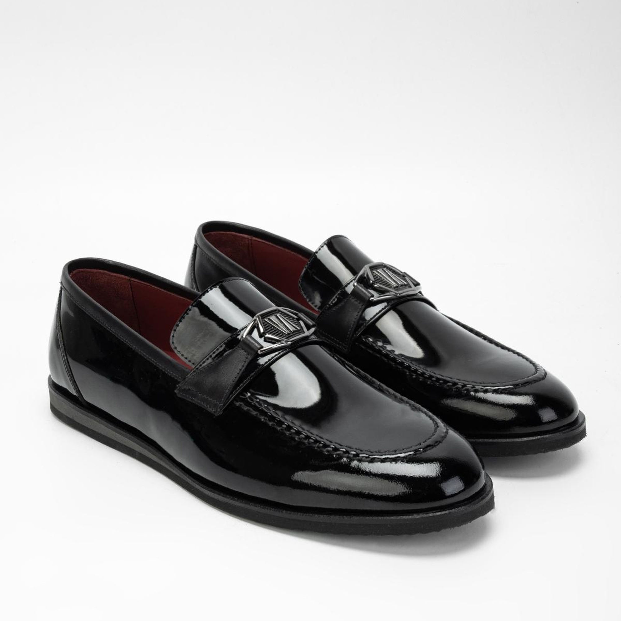 Valmenti Neva Erkek Siyah Rugan Hakiki Deri Casual Ayakkabı