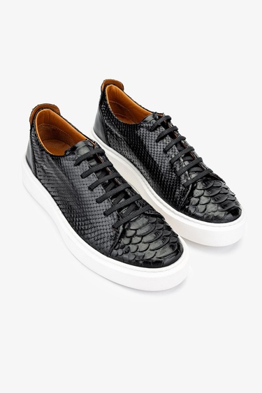  Valmenti Erkek Hakiki Deri Siyah Sneakers & Spor Ayakkabı