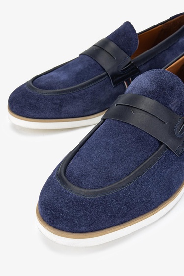  Valmenti Runo Erkek Lacivert Süet Hakiki Deri Loafer Ayakkabı