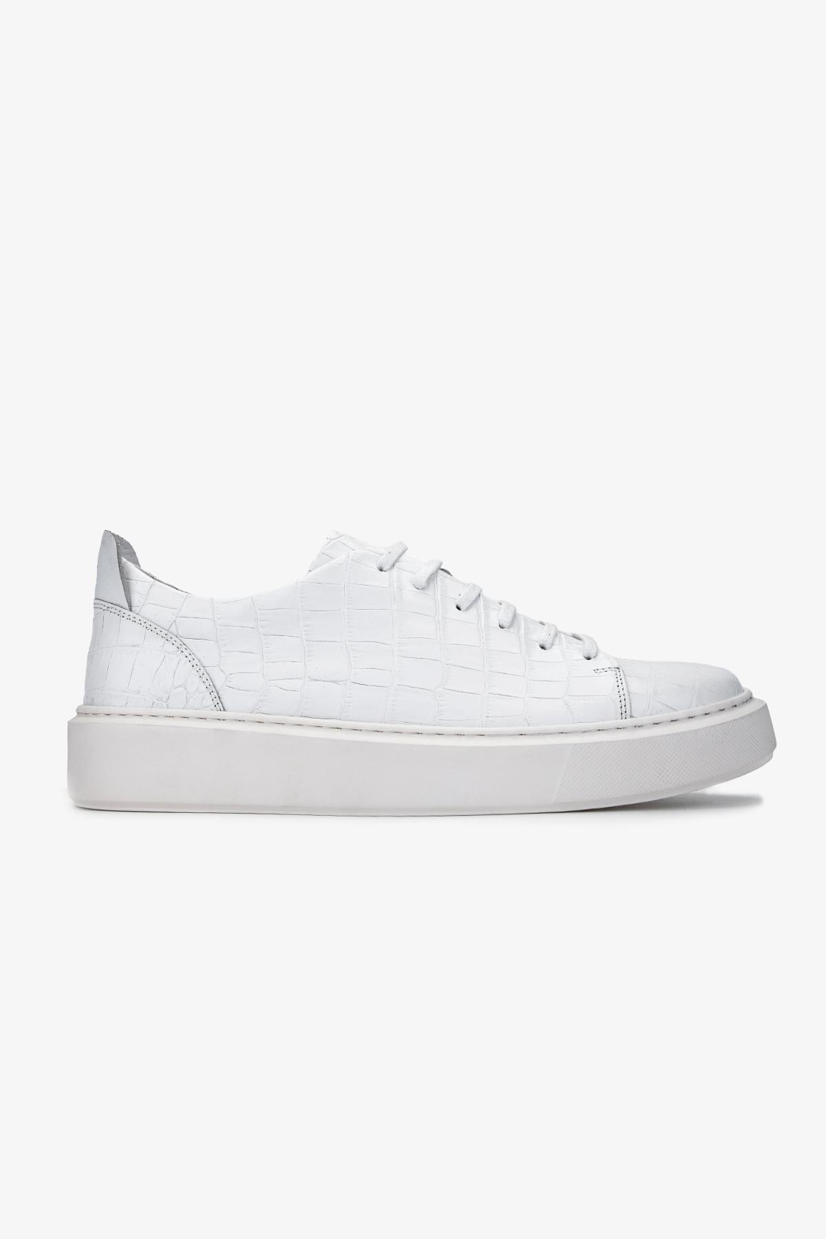  Valmenti Erkek Hakiki Deri Beyaz Sneakers