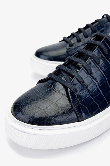  Valmenti Erkek Hakiki Deri Lacivert Sneakers